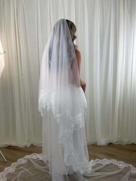Crochet Lace on Tulle Blusher Veil