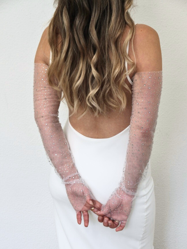 Dew Drop Rhinestone Gloves