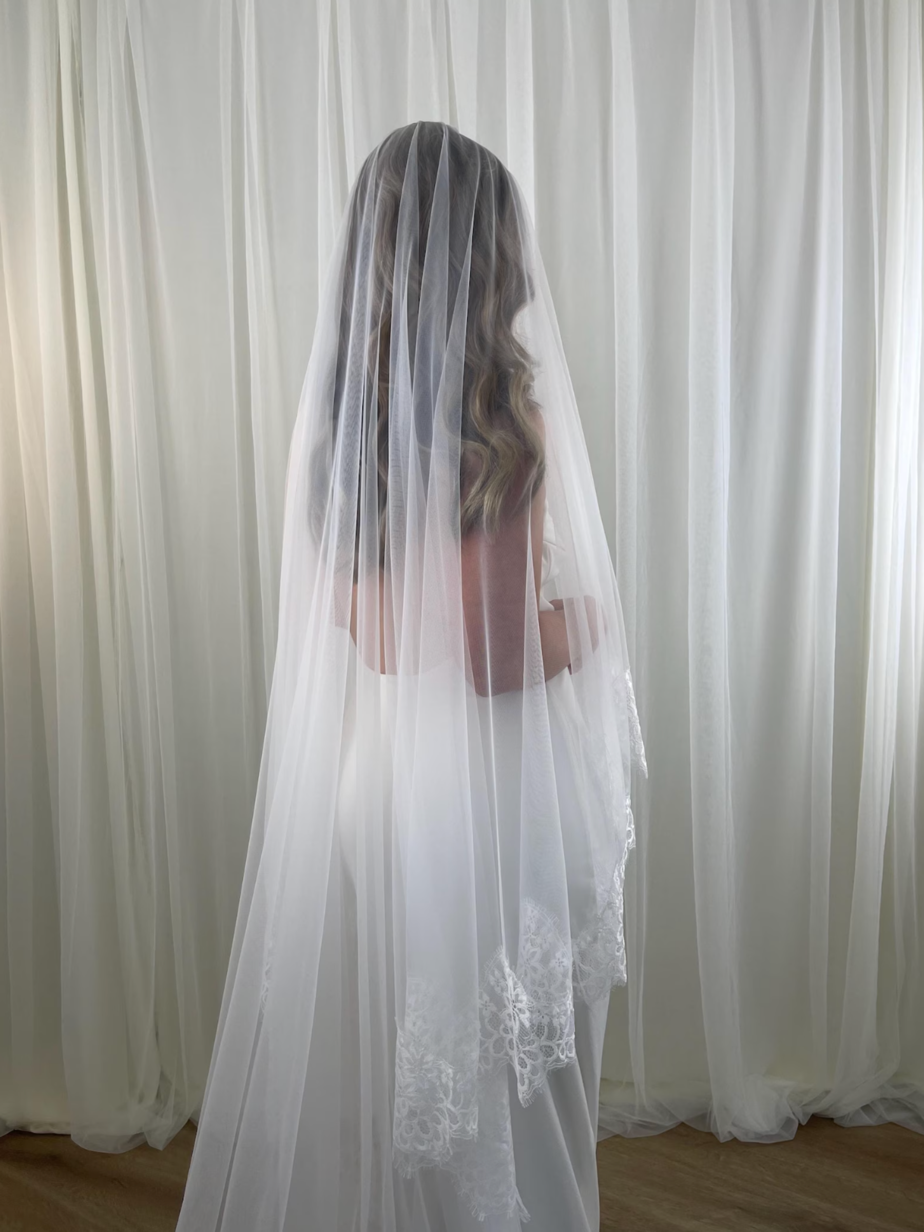 Crochet Lace on Tulle Blusher Veil