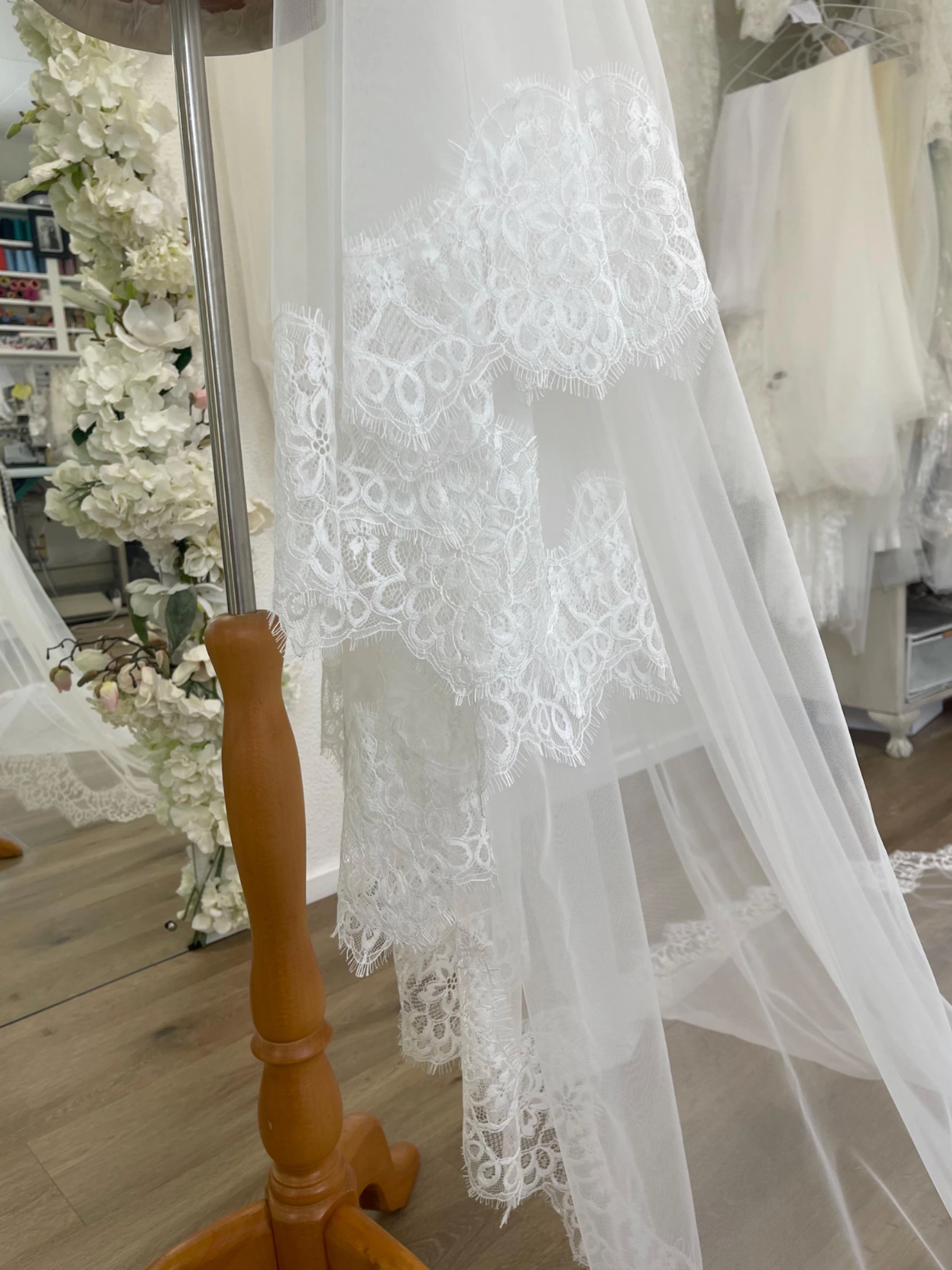 Crochet Lace on Tulle Blusher Veil