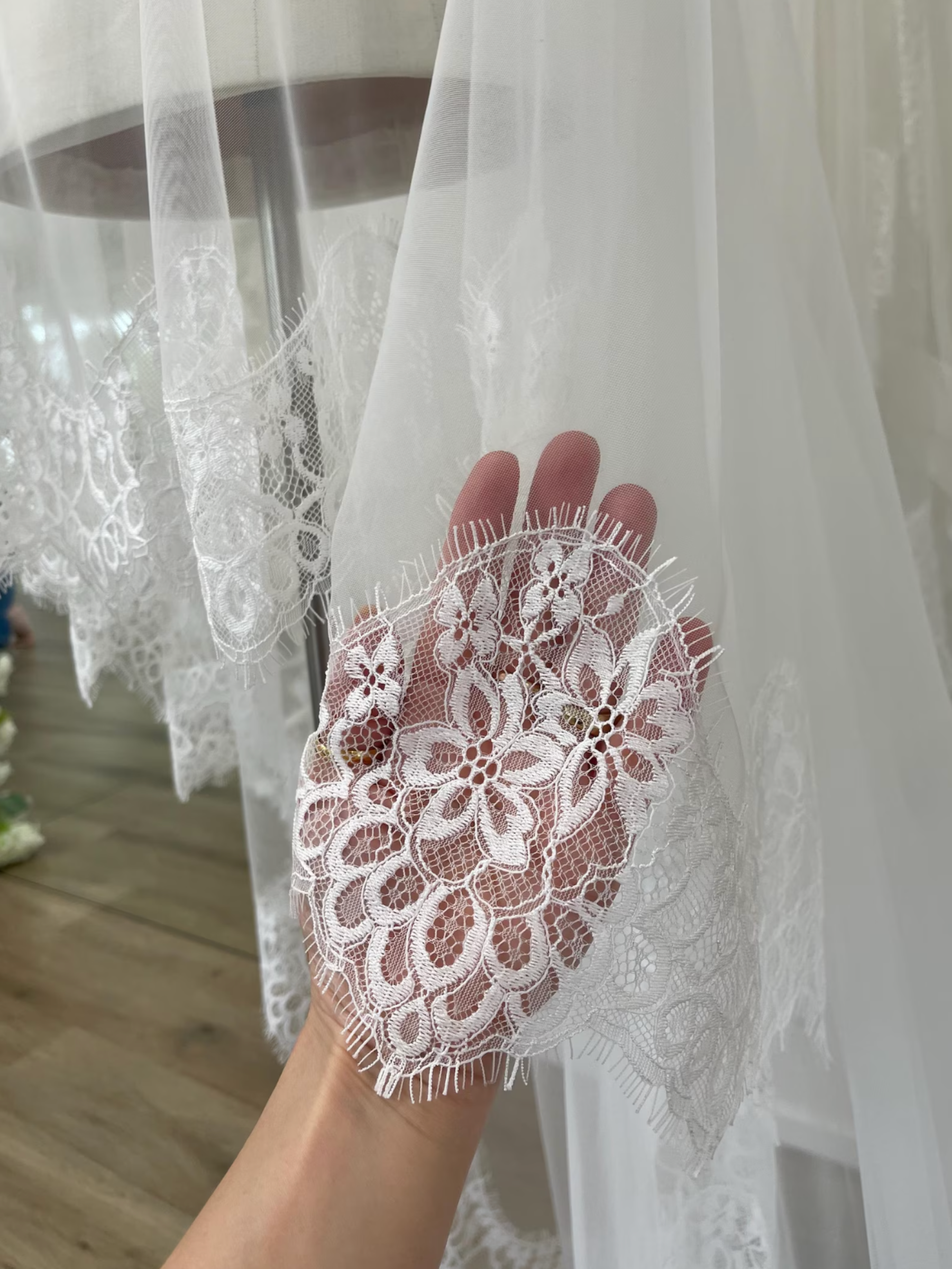 Crochet Lace on Tulle Blusher Veil