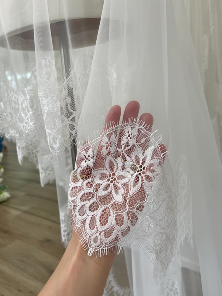 Crochet Lace on Tulle Blusher Veil