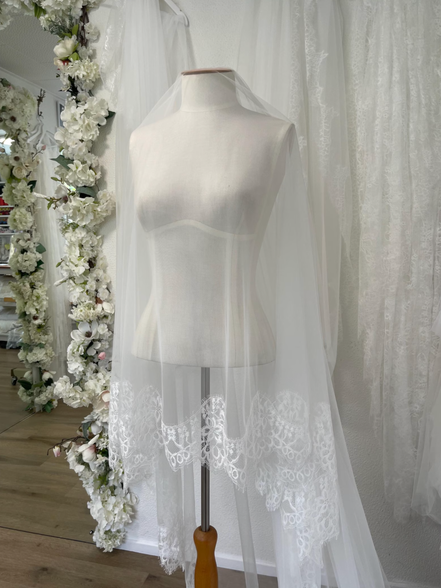 Crochet Lace on Tulle Blusher Veil