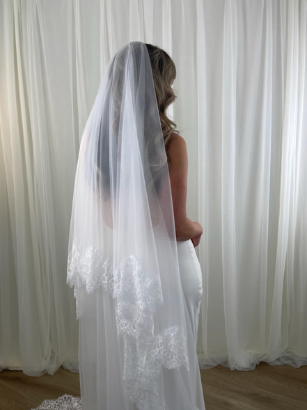 Crochet Lace on Tulle Blusher Veil