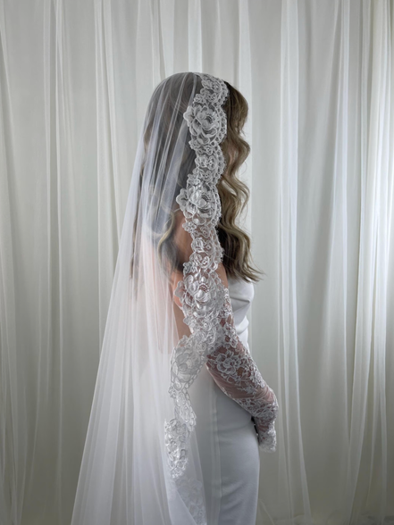Rose Flower Mantilla Veil