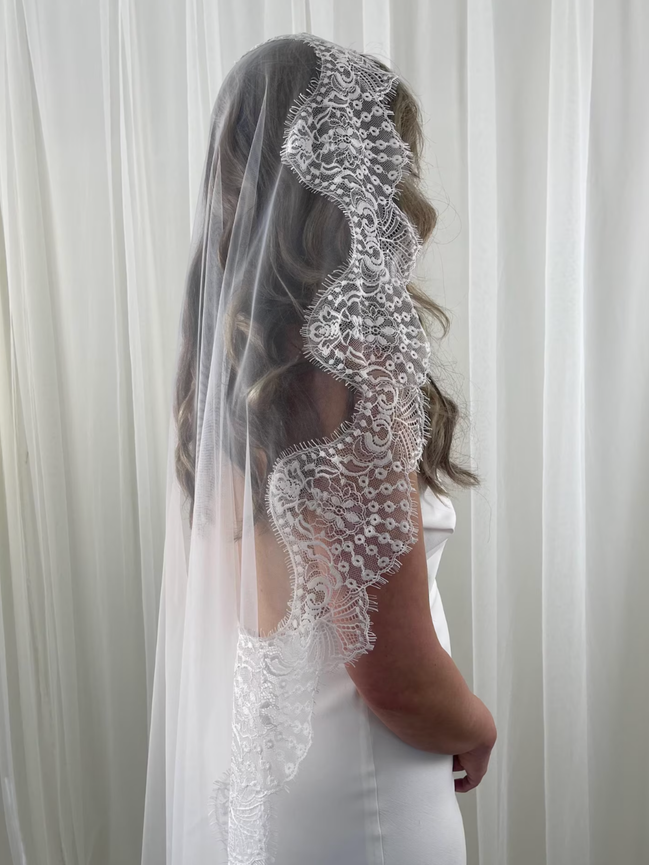 Crochet Lace on Tulle Veil