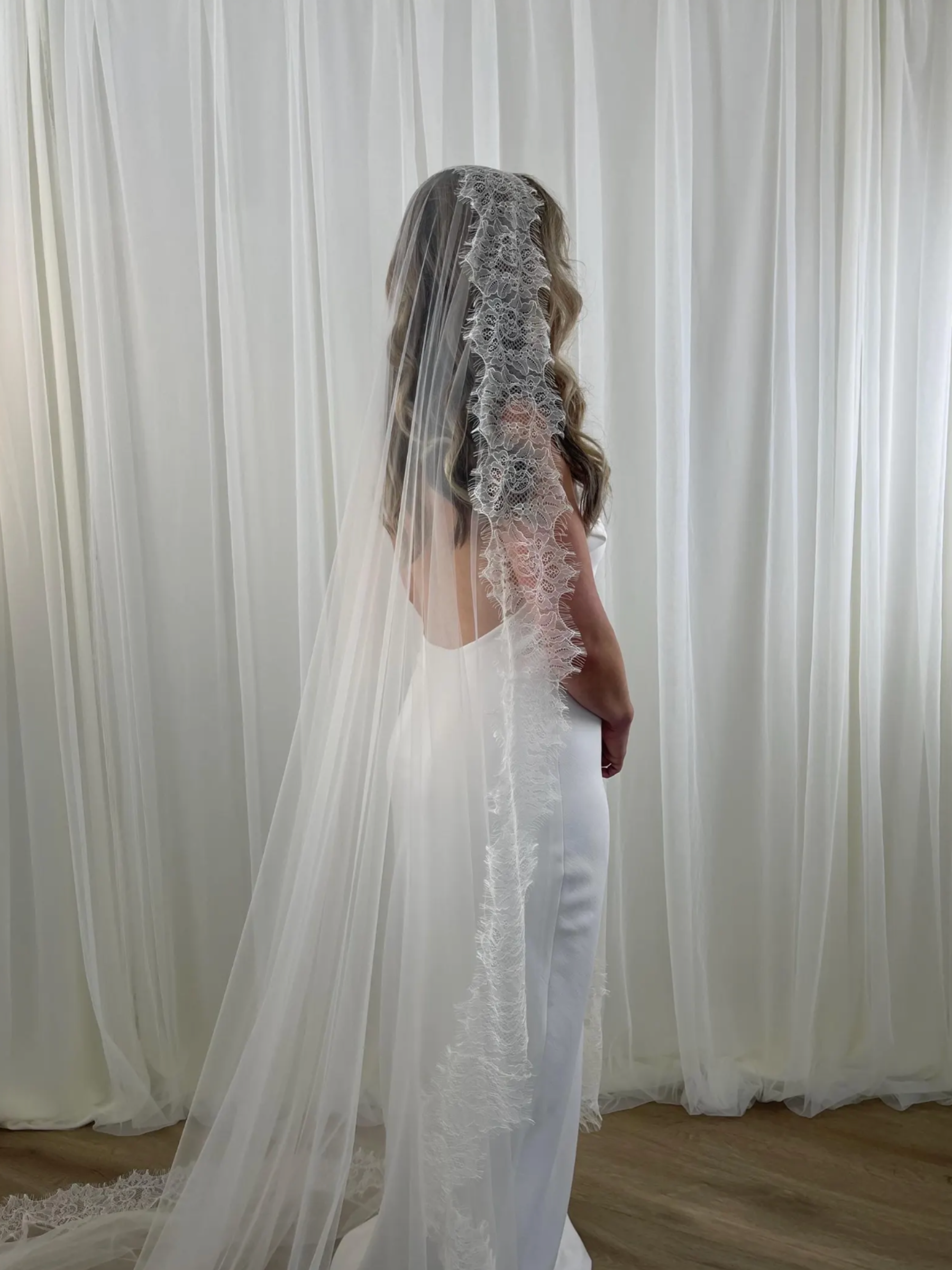 Cream Extra Wide Lace Veil