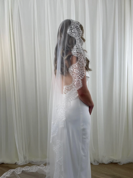 Crochet Lace on Tulle Veil