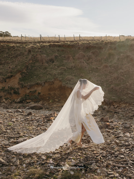 Scalloped Sequin Blusher Veil