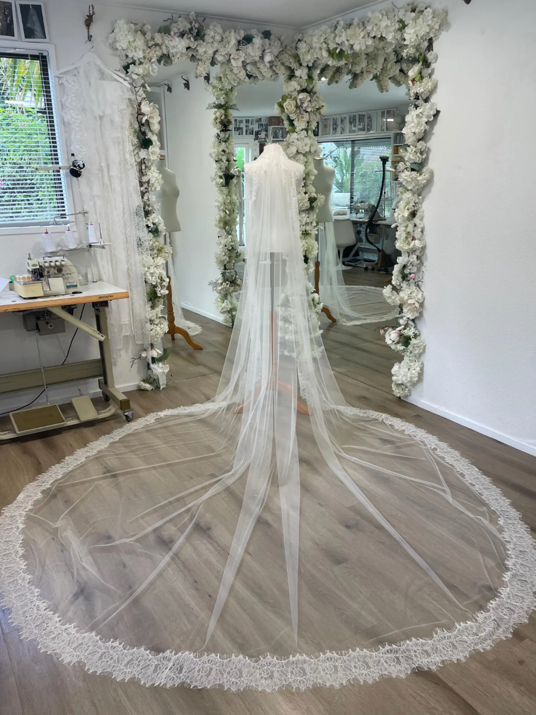 Cream Extra Wide Lace Veil