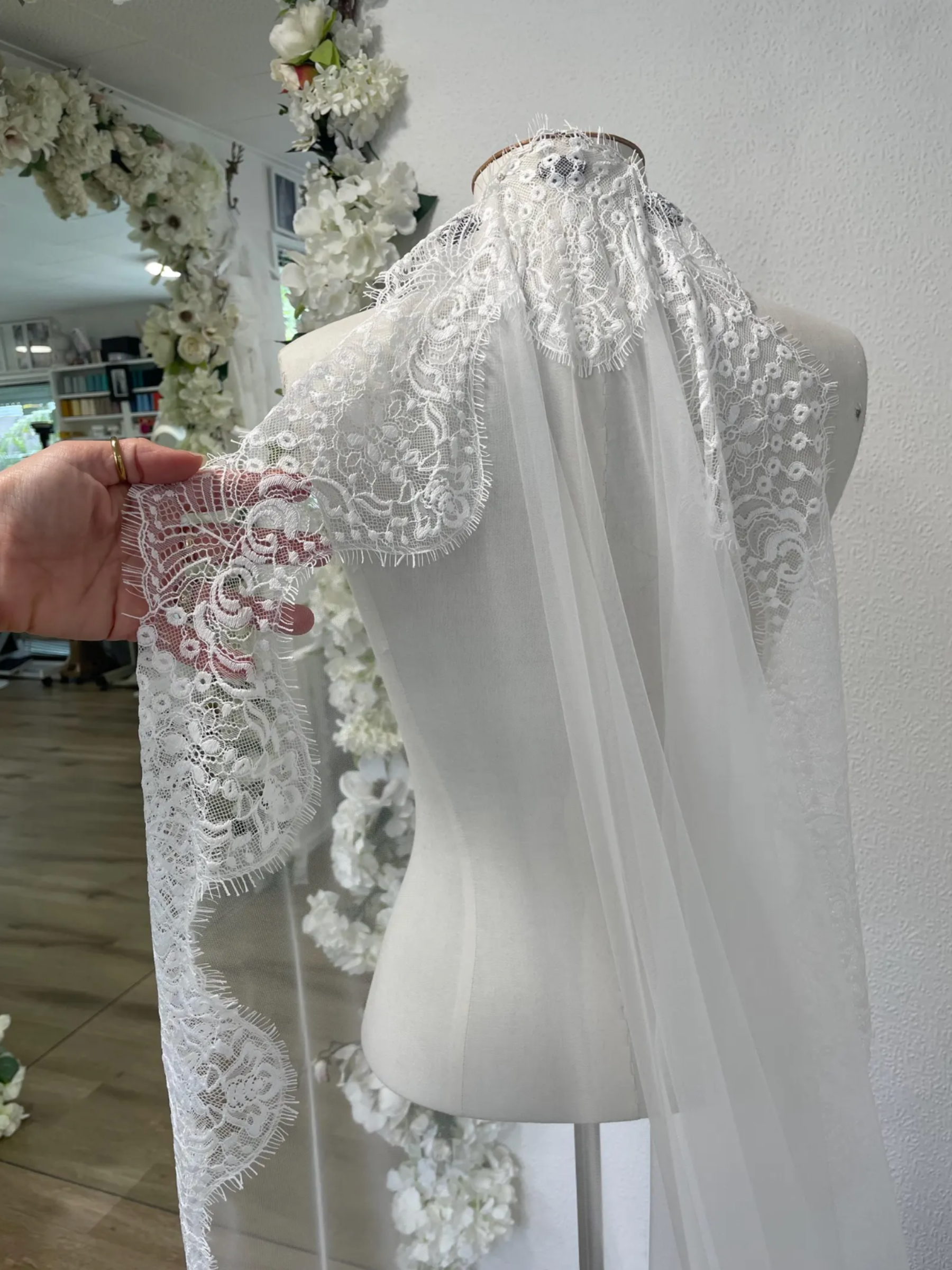 Crochet Lace on Tulle Veil
