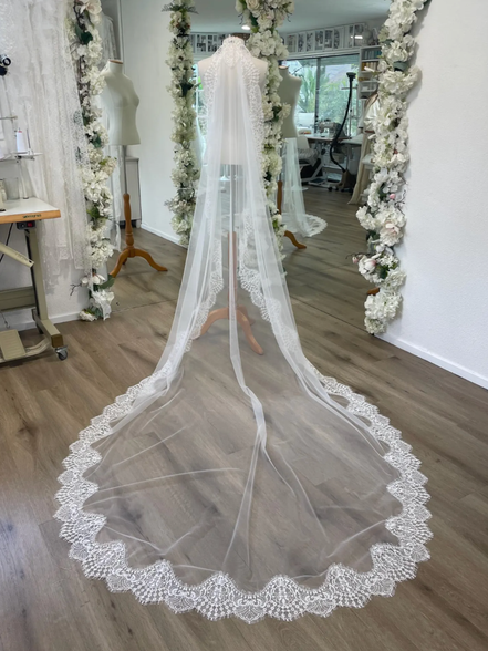 Crochet Lace on Tulle Veil
