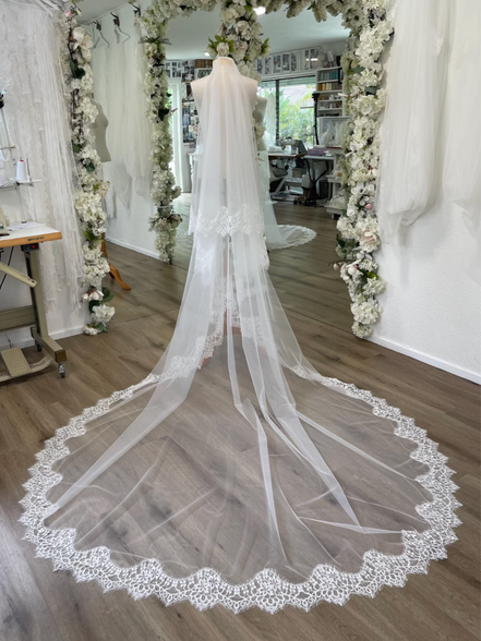 Crochet Lace on Tulle Blusher Veil