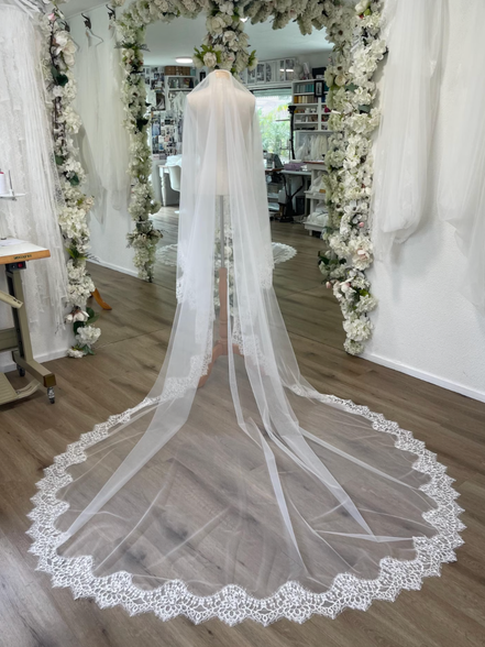 Crochet Lace on Tulle Blusher Veil