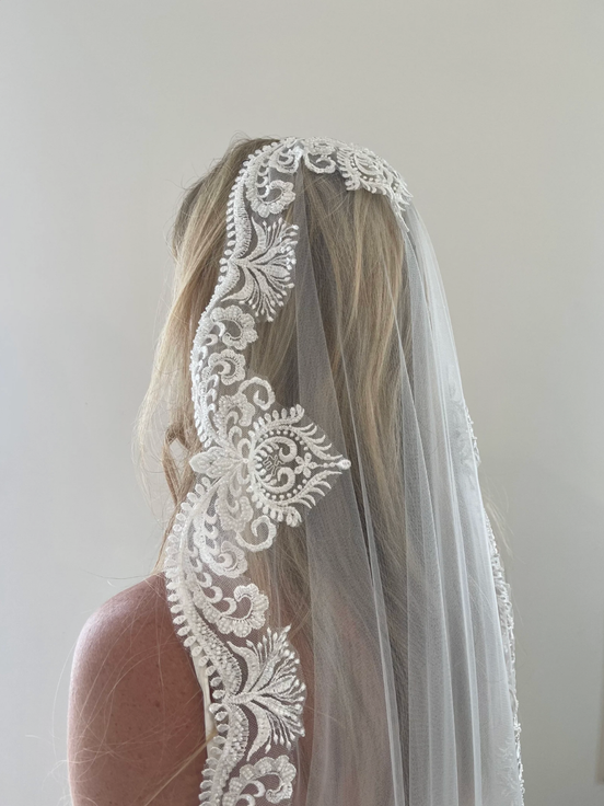 Antique Beaded Lace Veil