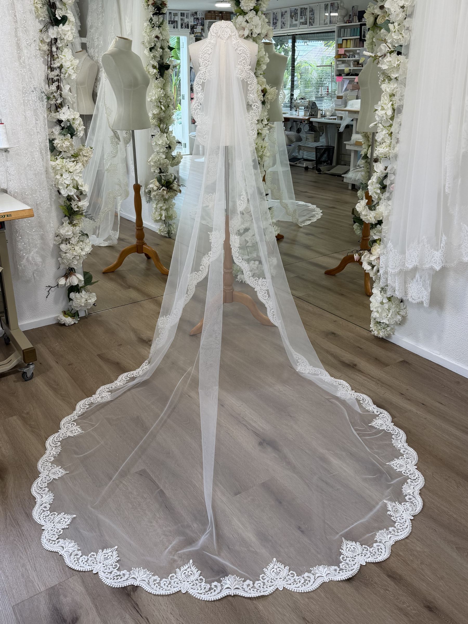 Antique Beaded Lace Veil