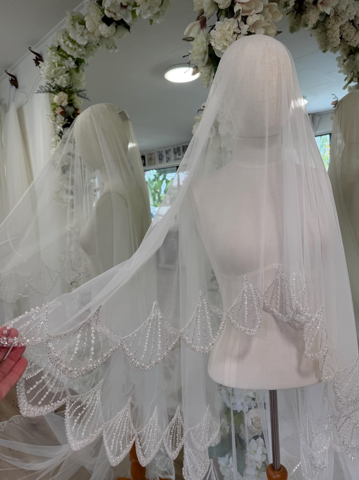 Scalloped Sequin Blusher Veil