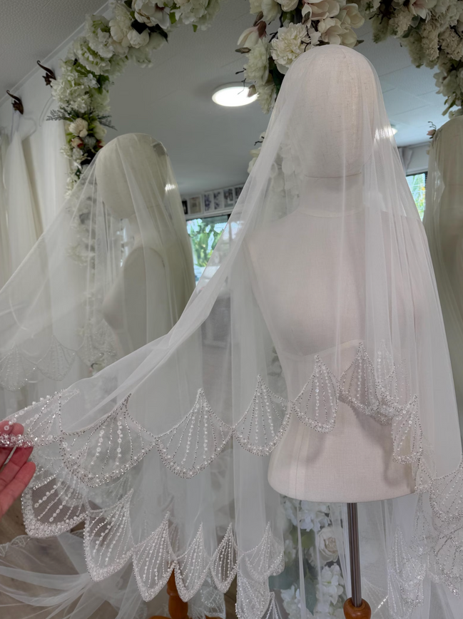 Scalloped Sequin Blusher Veil