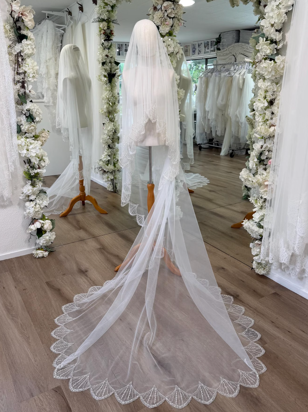Scalloped Sequin Blusher Veil