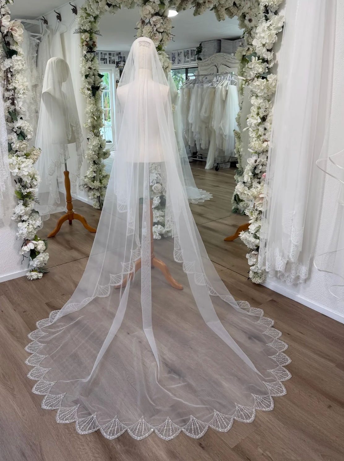 Scalloped Sequin Blusher Veil