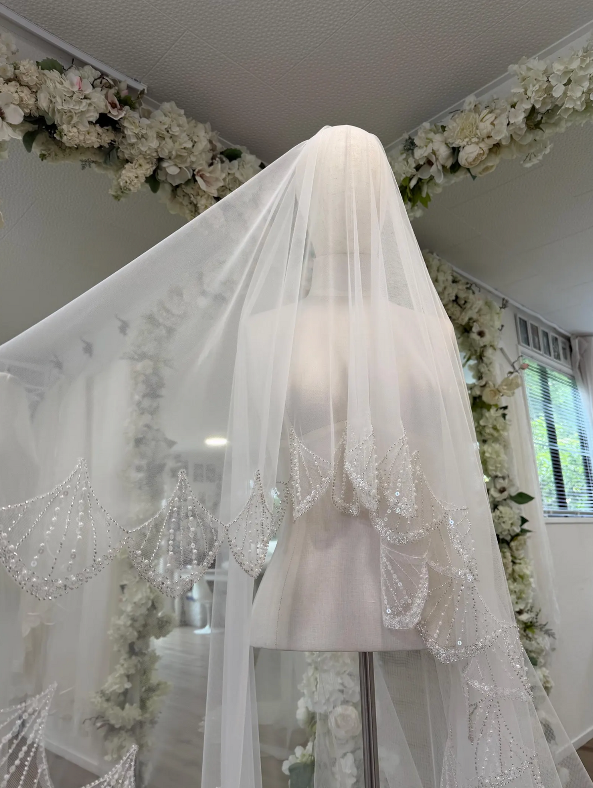 Scalloped Sequin Blusher Veil