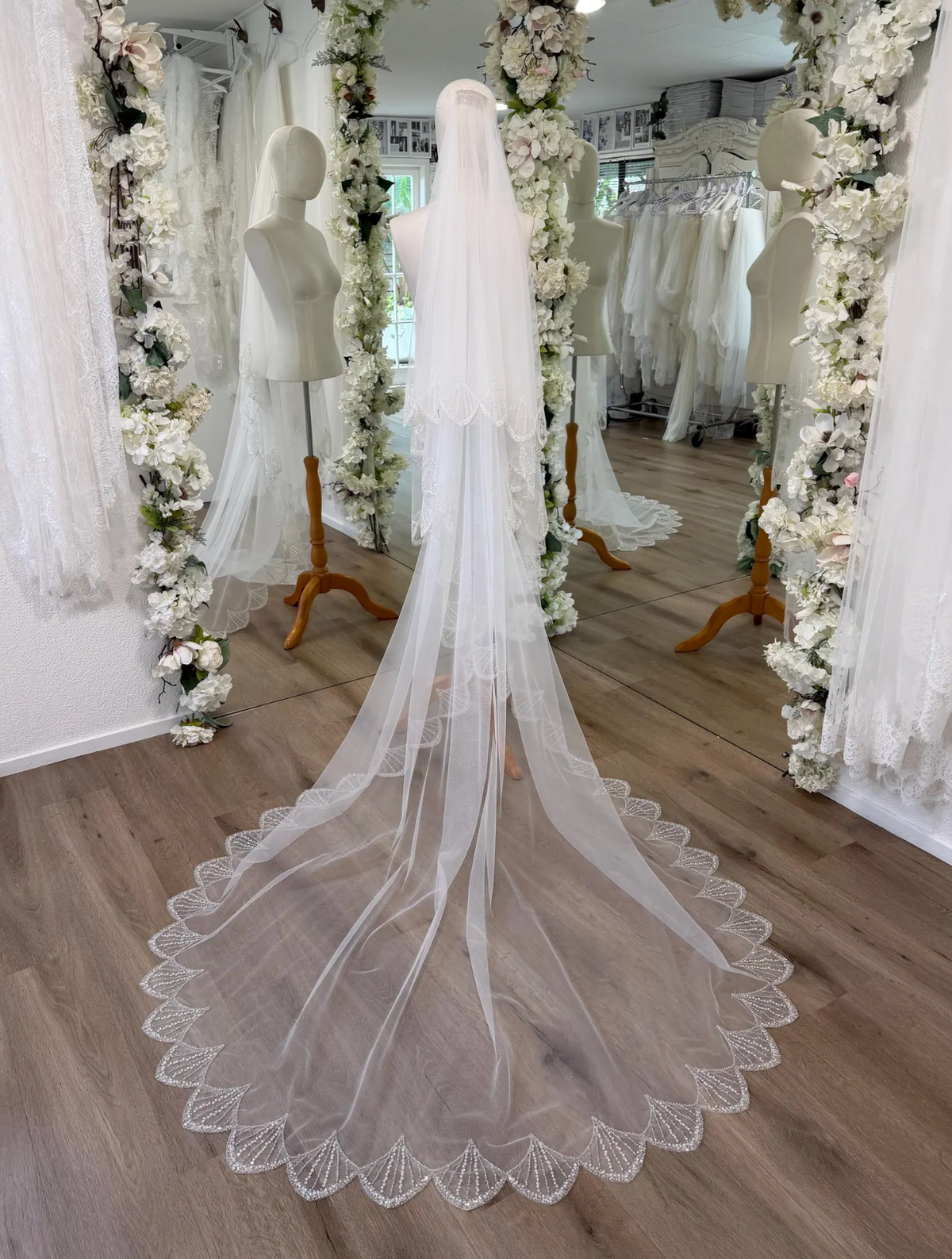 Scalloped Sequin Blusher Veil