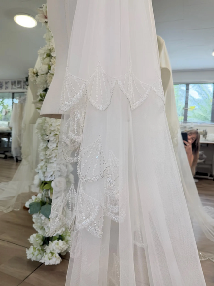 Scalloped Sequin Blusher Veil