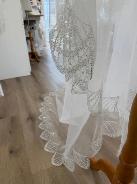 Scalloped Sequin Blusher Veil