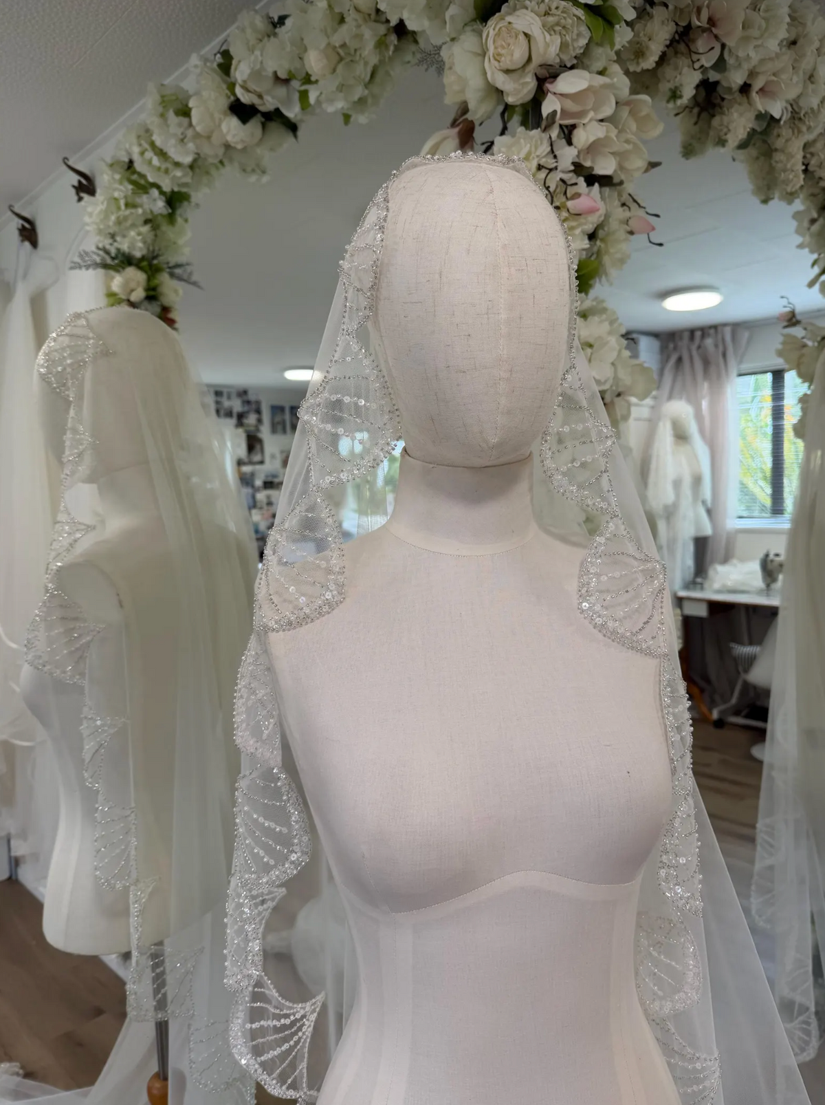Scalloped Sequin Mantilla Veil