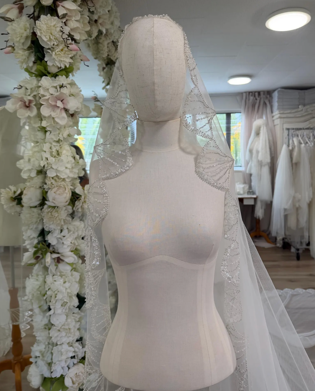Scalloped Sequin Mantilla Veil