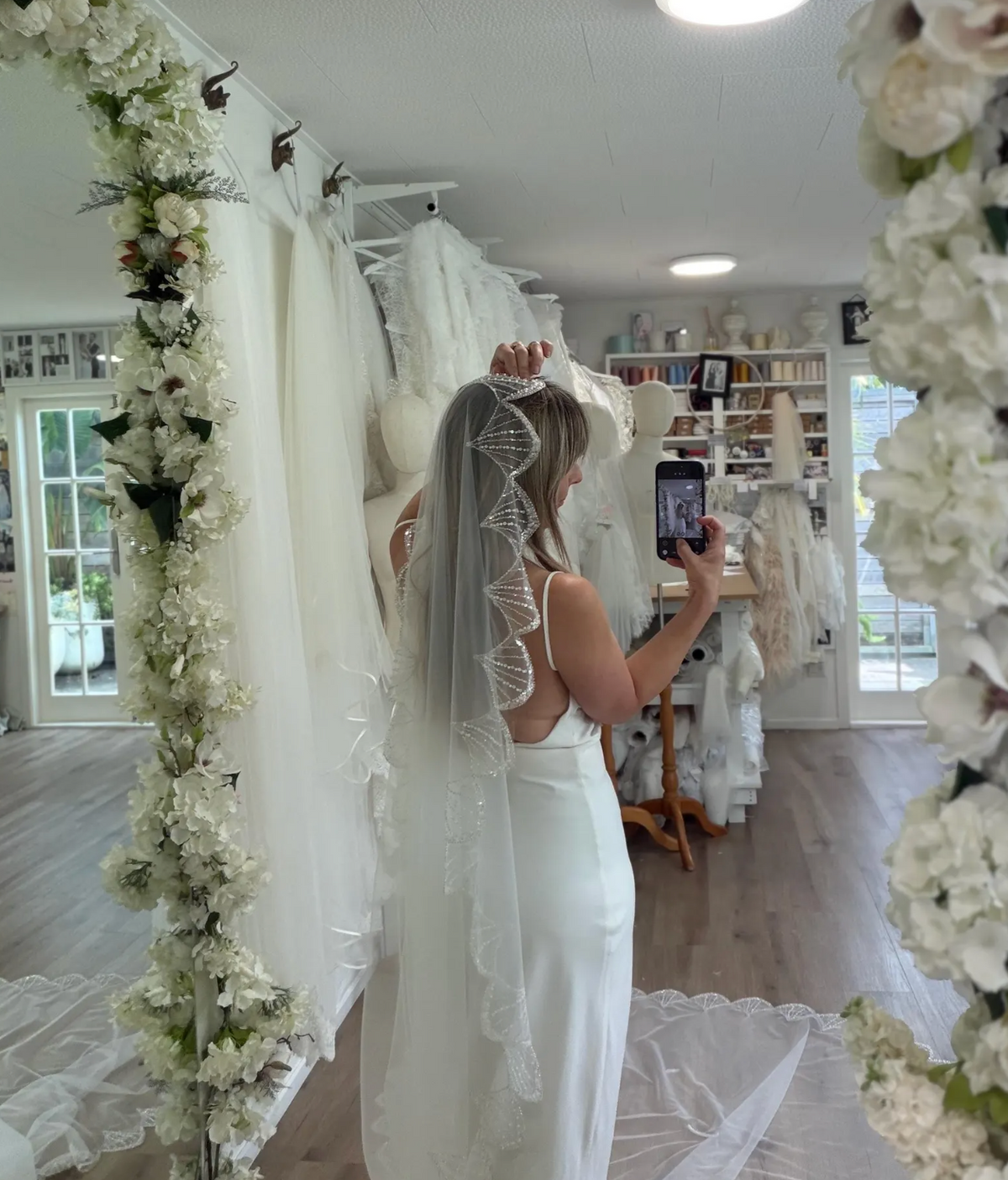 Scalloped Sequin Mantilla Veil