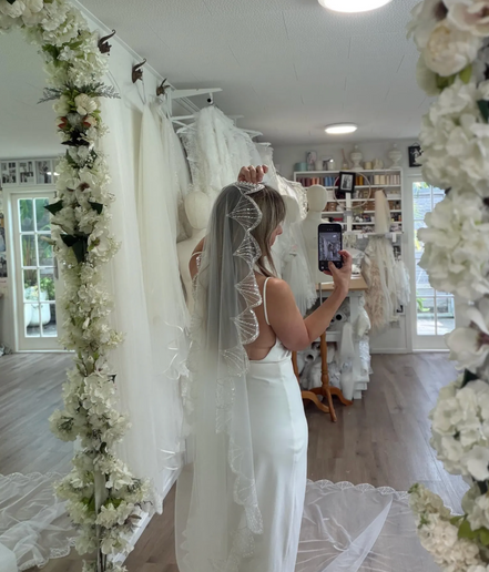 Scalloped Sequin Mantilla Veil