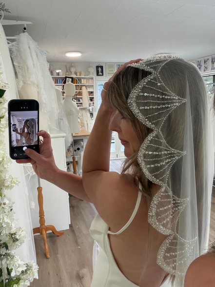 Scalloped Sequin Mantilla Veil