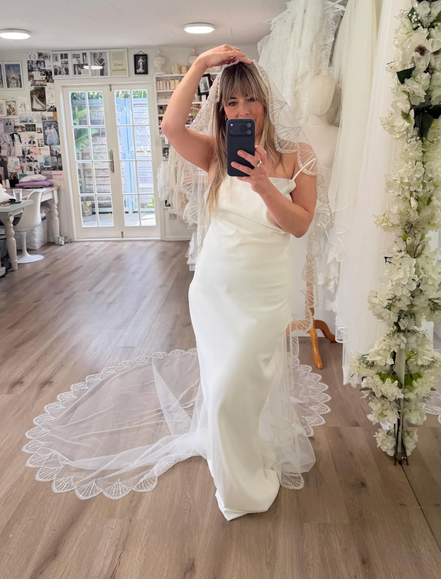 Scalloped Sequin Mantilla Veil