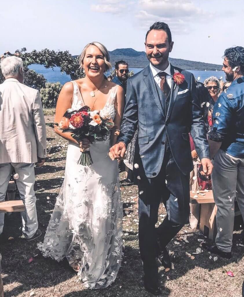 Lydia’s dress was made out of 3D lace manipulated & constructed to look like it ‘came like that’ heavily adorned around the hem and creeping up to a ‘V’ neck bodice, which has extra sparkle and sea pearls added – a truly bespoke Wedding dress for one of my best friends!