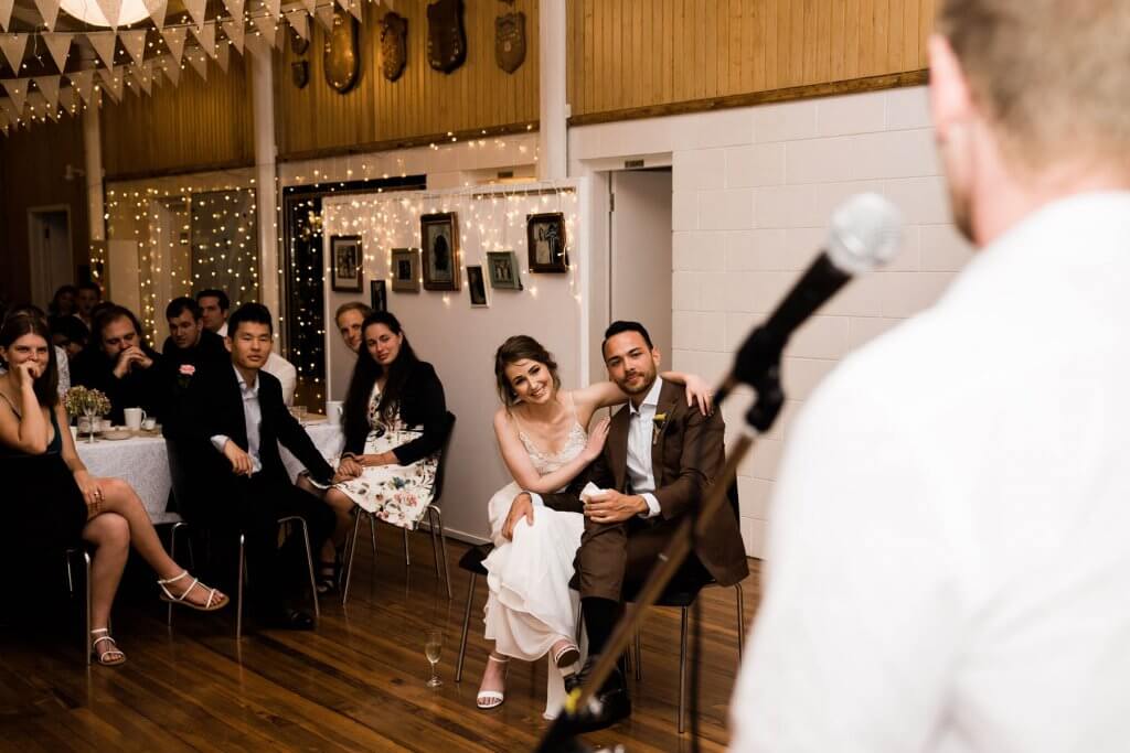 Real Bride Clare wearing her Custom Harriett Falvey Wedding Dress Made in New Zealand