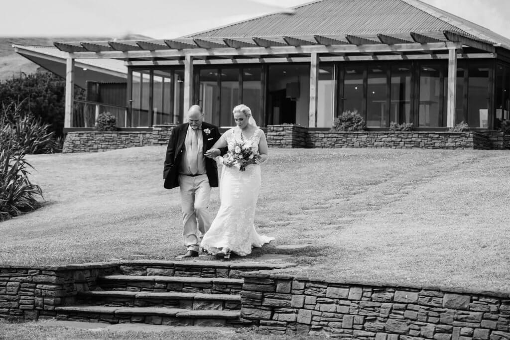 Real Bride Jamielle wearing her Custom Harriett Falvey Wedding Dress and Veil Made in New Zealand