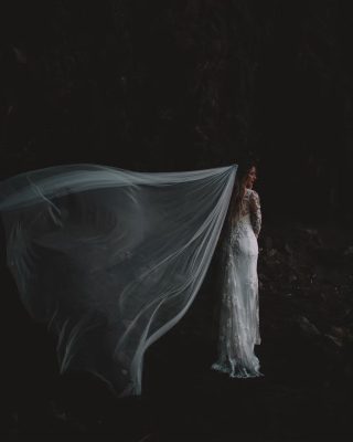 Styled shoot, model wearing a custom Harriett Falvey tulle wedding veil Photographed by @moirawestphotography To see more head to our website