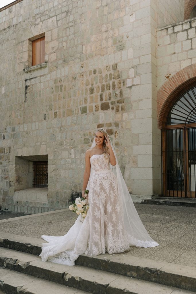 Custom Harriett Falvey Lace Mantilla for bride Hillary