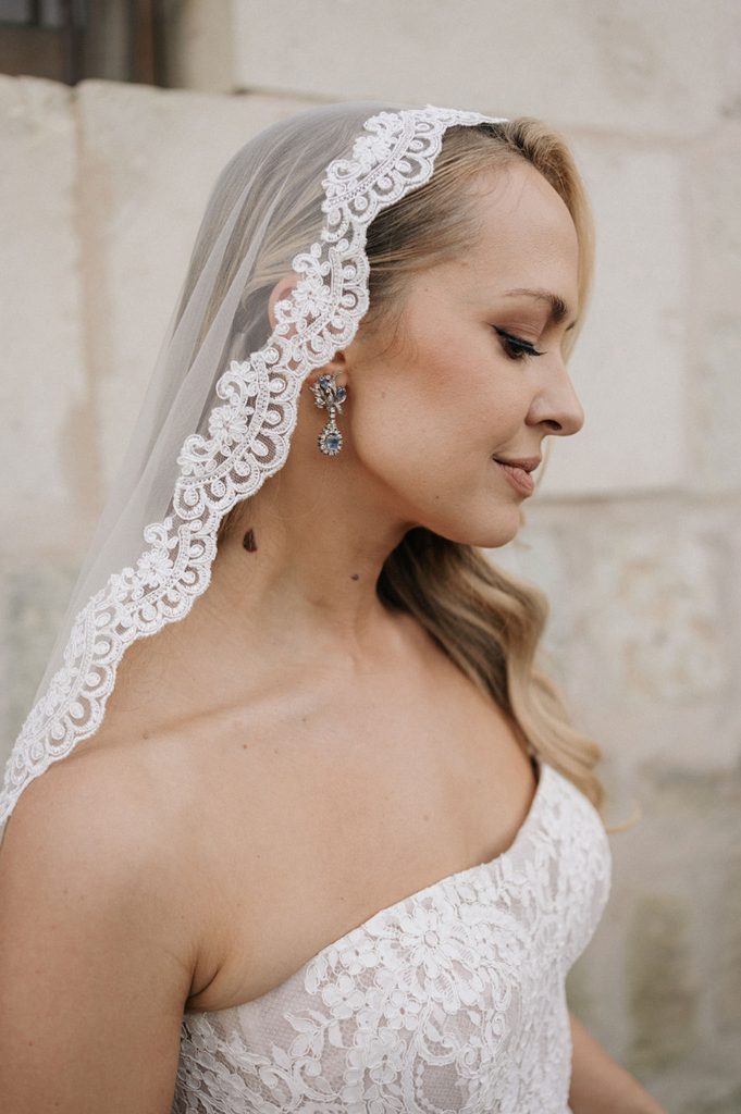 Custom Harriett Falvey Lace Mantilla for bride Hillary