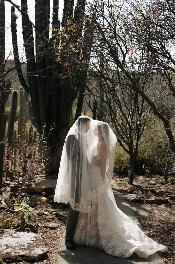 Custom Harriett Falvey Lace Mantilla for bride Hillary