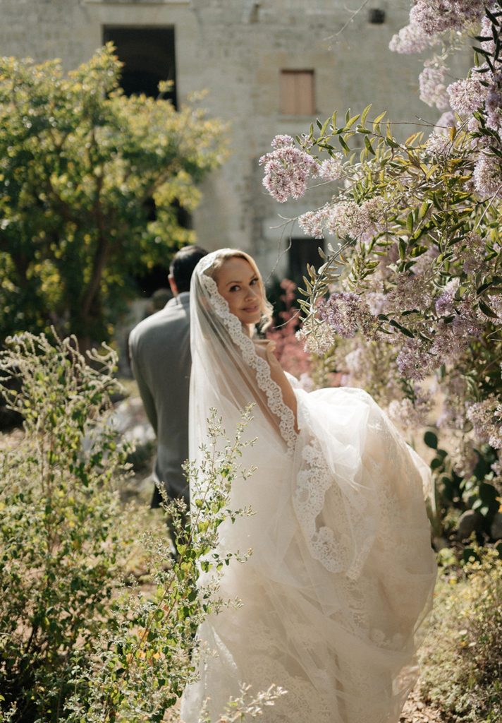 Custom Harriett Falvey Lace Mantilla for bride Hillary