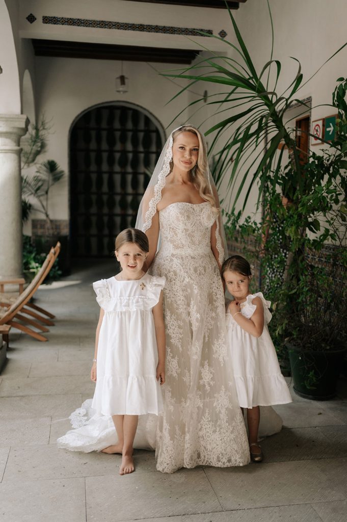 Custom Harriett Falvey Lace Mantilla for bride Hillary