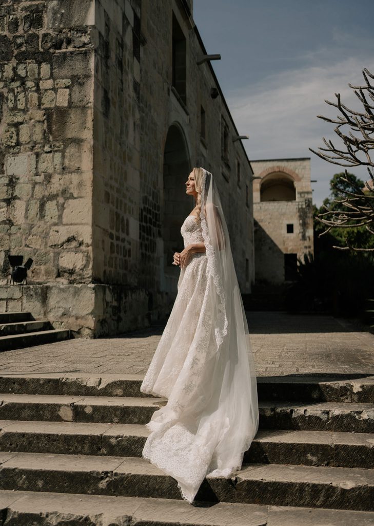 Custom Harriett Falvey Lace Mantilla for bride Hillary