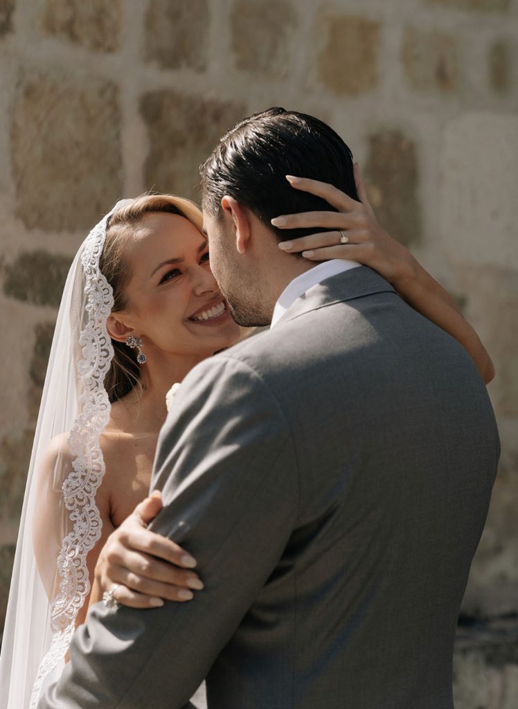 Custom Harriett Falvey Lace Mantilla for bride Hillary