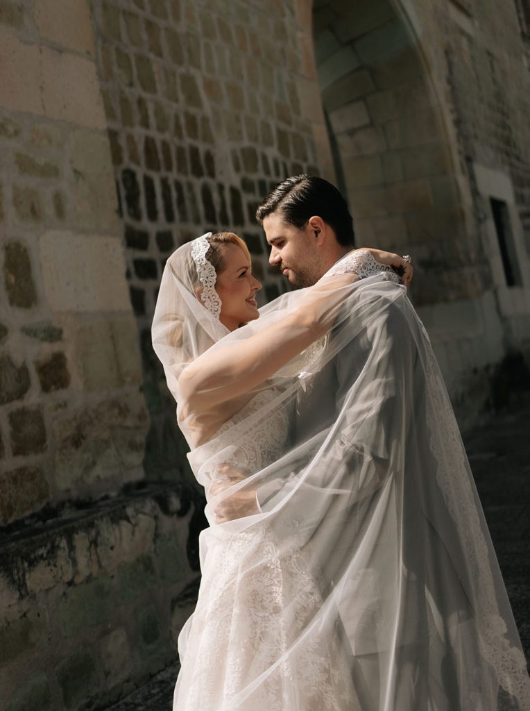 Custom Harriett Falvey Lace Mantilla for bride Hillary