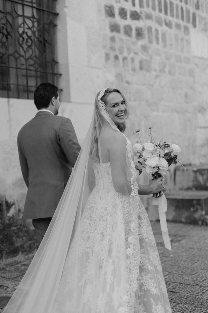 Custom Harriett Falvey Lace Mantilla for bride Hillary