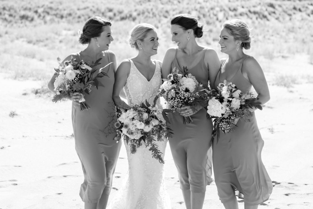 Real Bride Tammy wearing her Custom Harriett Falvey Wedding Dress and Veil Made in New Zealand