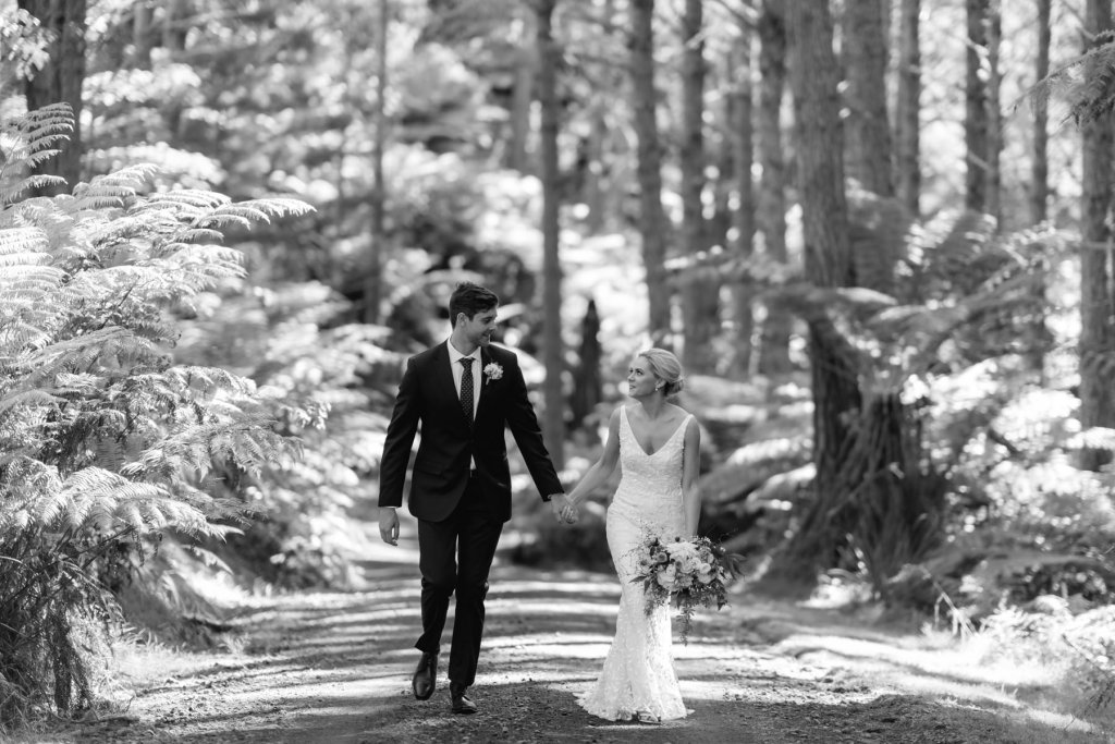 Real Bride Tammy wearing her Custom Harriett Falvey Wedding Dress and Veil Made in New Zealand